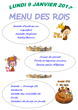 menu du lundi 9 janvier