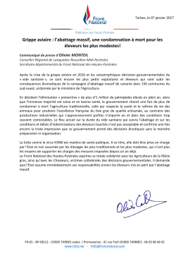 Grippe aviaire : l`abattage massif, une condamnation - Tarbes