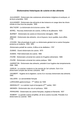 Dictionnaires historiques de cuisine et des aliments