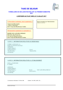 Déclaration taxe de séjour, 1er semestre 2017