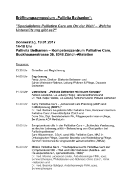 Er&ouml;ffnungssymposium &bdquo;Pallivita Bethanien&ldquo;: "Spezialisierte Palliative