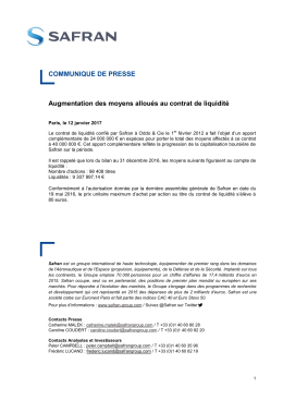 COMMUNIQUE DE PRESSE Augmentation des moyens