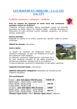 LES SEJOURS EN ARDECHE – 6 A 12 ANS Avec VPT