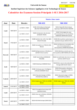 Calendrier des Examens-Session Principale 1-SU1 2016-2017