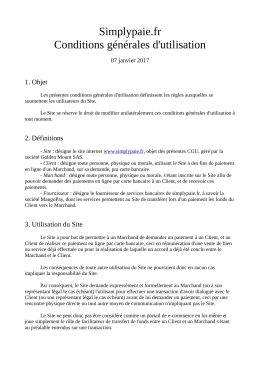 Conditions G&eacute;n&eacute;rales d`Utilisation - Simply Paie, l`expert de la fiche