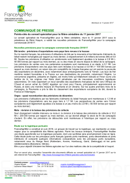 COMMUNIQU&Eacute; DE PRESSE