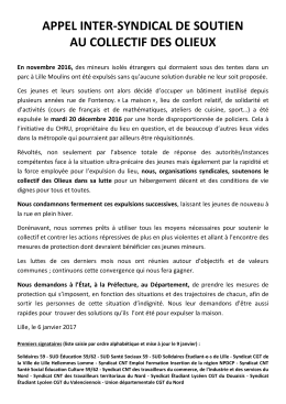 APPEL INTER-SYNDICAL DE SOUTIEN AU COLLECTIF DES OLIEUX