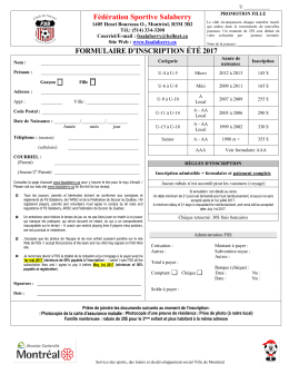 inscriptions &eacute;t&eacute; 2017 - F&eacute;d&eacute;ration Sportive Salaberry