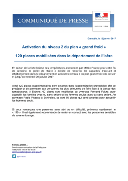 Activation du niveau 2 du plan &laquo; grand froid