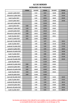 Horaires juillet 2017