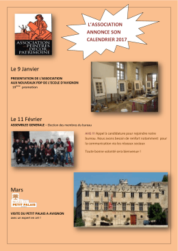 Calendrier - Association des peintres en décor du patrimoine