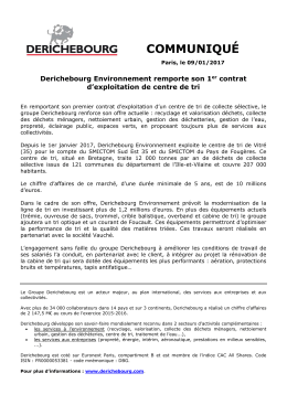 Actualités Derichebourg Environnement remporte son 1er contrat d