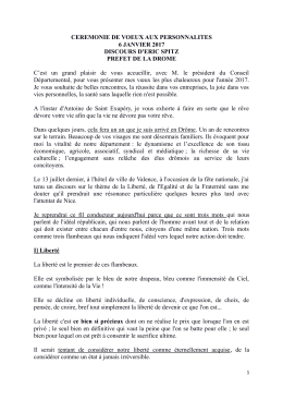 D&eacute;couvrez l`int&eacute;gralit&eacute; du discours d`Eric SPITZ, Pr&eacute;fet de la Dr&ocirc;me