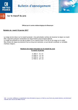 Bulletin d`enneigement - Espace nordique jurassien