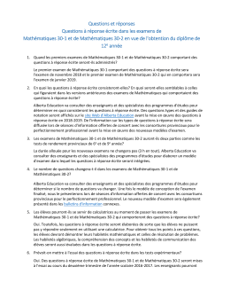 Questions et réponses Questions à réponse