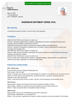 Recrutement CV ING&Eacute;NIEUR B&Acirc;TIMENT-G&Eacute;NIE CIVIL
