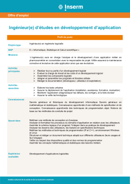 Ing&eacute;nieur(e) d`&eacute;tudes en d&eacute;veloppement d`application