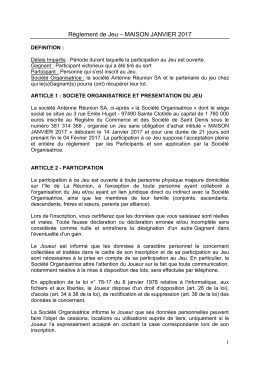 R&egrave;glement du Jeu concours