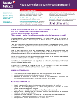 POSTE D`ASSISTANT SOCIO EDUCATIF &laquo; GENERALISTE &raquo; H/F