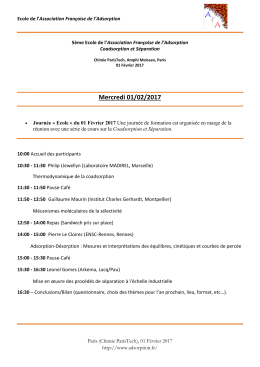 Mercredi 01/02/2017 - Association Française de l`Adsorption