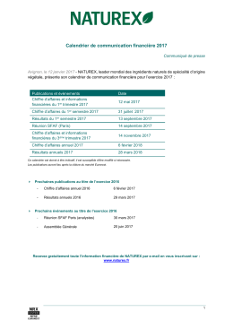 Calendrier de communication financière 2017