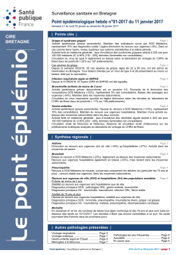 Point &eacute;pid&eacute;miologique au 11 janvier 2017. - InVS