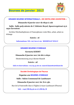 Bourses de janvier 2017