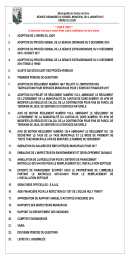 1 adoption de l`ordre du jour 2. adoption du proc&egrave;s-verbal de