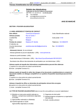 Travaux d`am&eacute;lioration du hall omnisports Bulletin des Adjudications