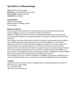 Sp&eacute;cialiste en Rhumatologie - PhD