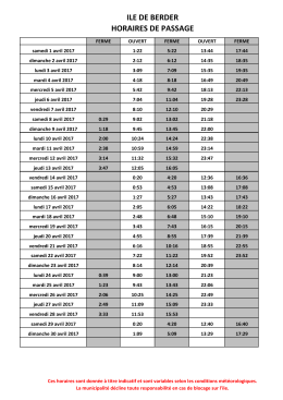 Horaires avril 2017
