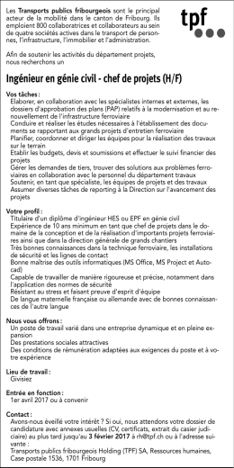 Ingénieur en génie civil - chef de projets (H/F)