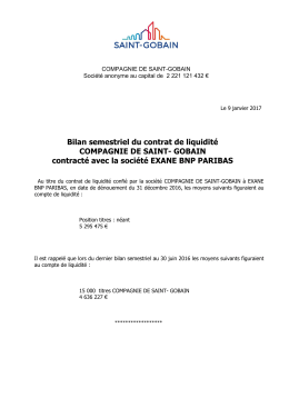 Bilan semestriel du contrat de liquidité COMPAGNIE - Saint