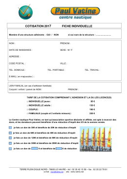 Bulletin d`adhésion au club - Centre Nautique Paul Vatine