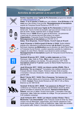 MONTRaid`union Activit&eacute;s de mi-janvier &agrave; mi