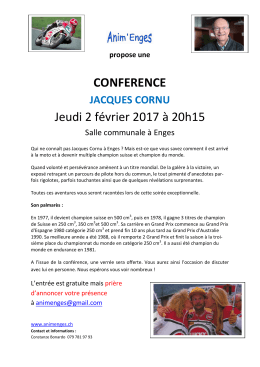 CONFERENCE Jeudi 2 février 2017 à 20h15