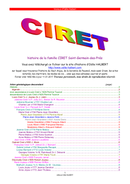 je descends d`un Louis Ciret, &eacute;galement p&ecirc;cheur, mais &agrave; Saint