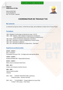 Recrutement CV COORDINATEUR DE TRAVAUX TCE