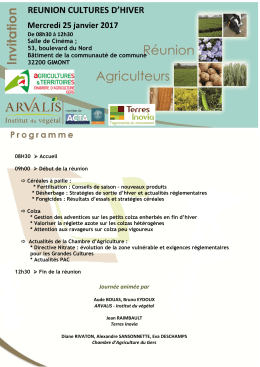 Invitation Gimont 25/01/2017 - ARVALIS