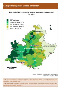 La superficie agricole utilisée par canton