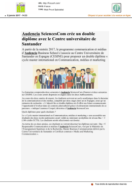 Audencia SciencesCom cr&eacute;e un double dipl&ocirc;me avec le Centre