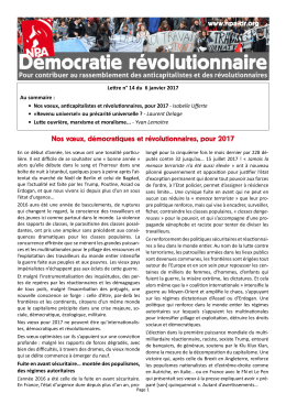 Nos vœux, démocratiques et révolutionnaires, pour 2017 www.npa