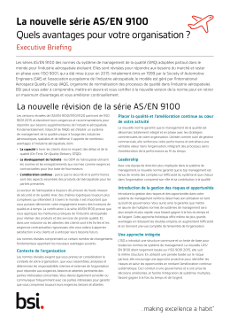 La nouvelle série AS/EN 9100 Quels avantages pour votre