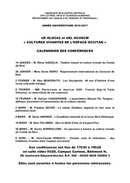 CULTURES VIVANTES DE L`ESPACE OCCITAN