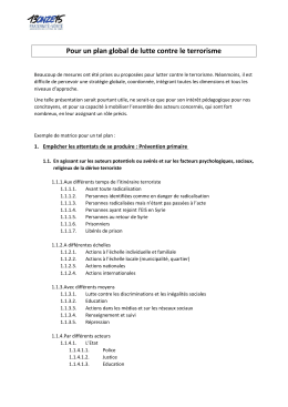 Pour un plan global de lutte contre le terrorisme