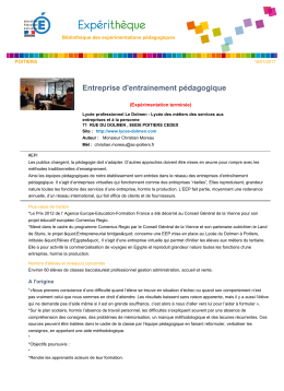 Entreprise d`entrainement pédagogique