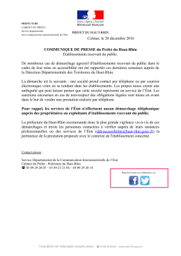 ommuniqué de presse du Préfet du Haut-Rhin