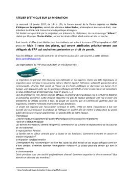 Atelier d`éthique sur la migration