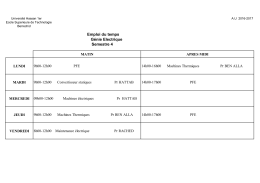 Emploi du temps Génie Electrique Semestre 4