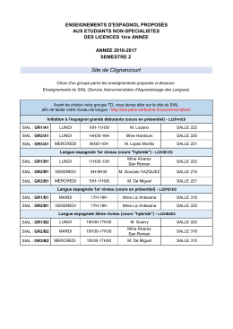 1&egrave;re ann&eacute;e (S2) - Universit&eacute; Paris
